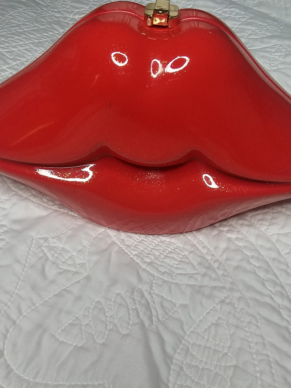 Timmy Woods of Beverly Hills- Acacia Wood- Red Lips Handbag/Purse- NWT/Retired - Picture 3 of 10
